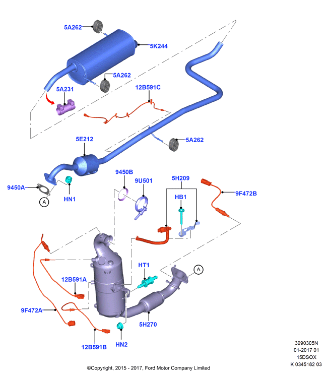 Система выпуска, 1.5L SOHC DI TC I4 DIESEL (15DSOX)