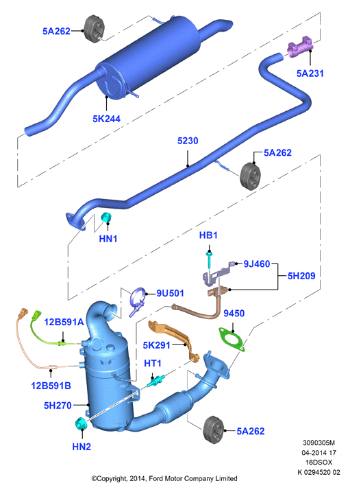Система выпуска, 1.6 SOHC Diesel