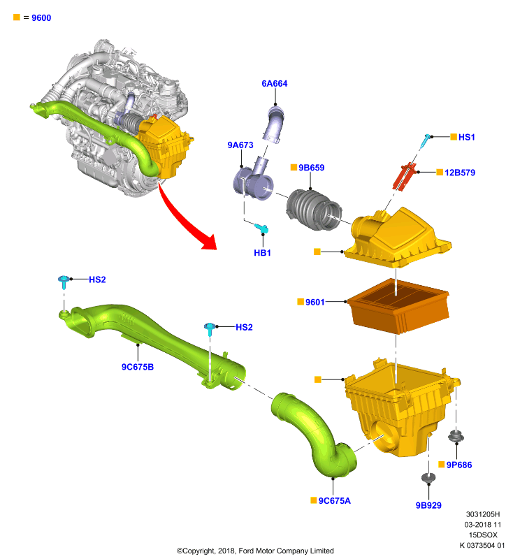 Воздушный фильтр, 1.5L SOHC DI TC I4 DIESEL  (15DSOX)