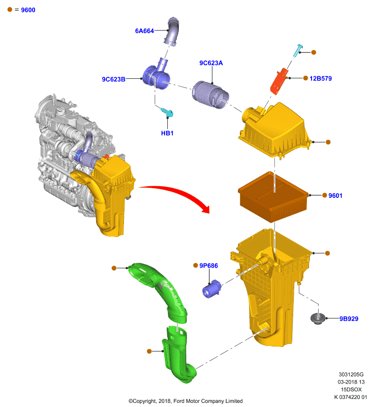 Воздушный фильтр, 1.5L SOHC DI TC I4 DIESEL  (15DSOX)