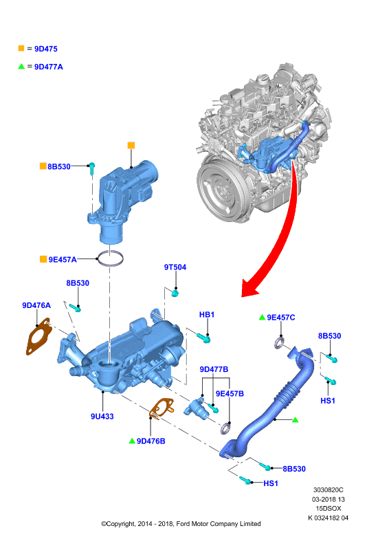 Рециркуляция отработавших газов, 1.5L SOHC DI TC I4 DIESEL (15DSOX)