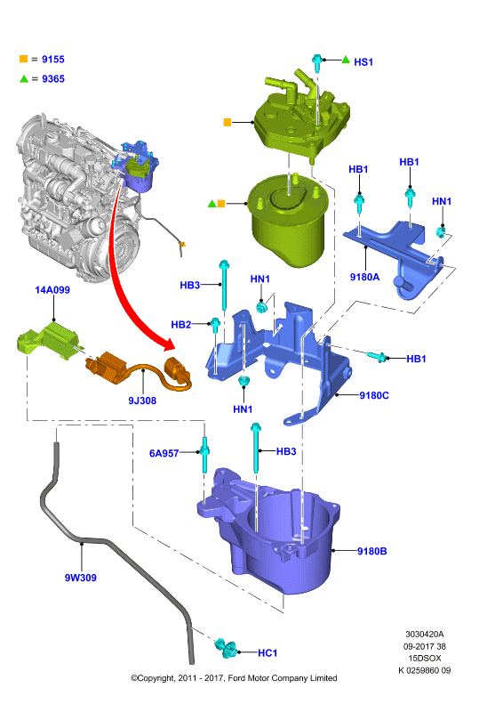 Топливный фильтр, 1.5L SOHC DI TC I4 DIESEL  (15DSOX)