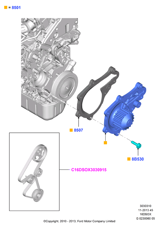 Насос охлаждающей жидкости, 1.6 SOHC Diesel