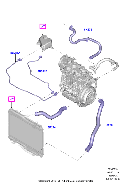 Трубопр.и шланги сист.охлажд., 1.6 SOHC Diesel