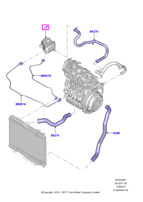 Трубопр.и шланги сист.охлажд., 1.5L SOHC DI TC I4 DIESEL (15DSOX)