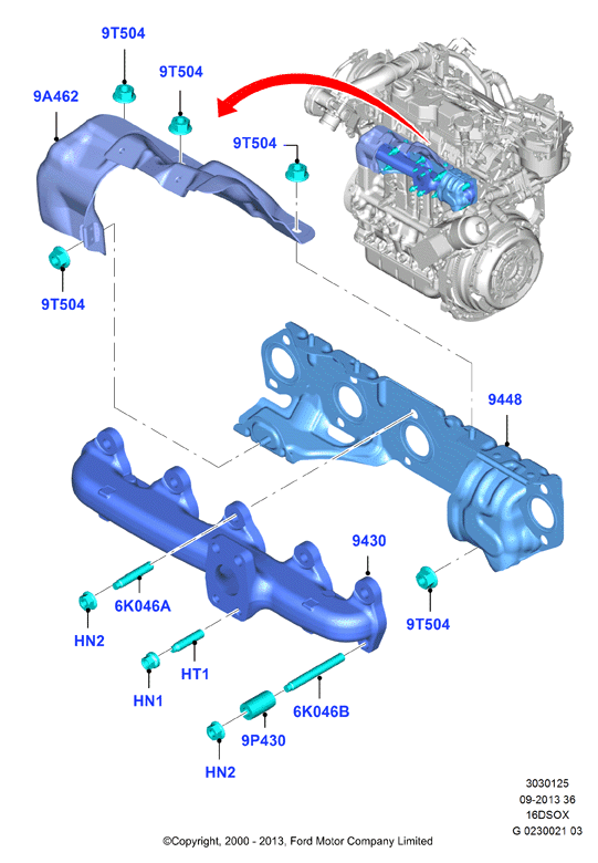Выпускной коллектор, 1.6 SOHC Diesel