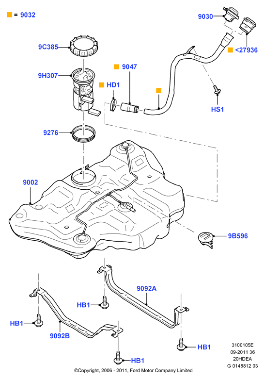 Топл. бак и сопутствующие эле., 2.0L Duratec 16V