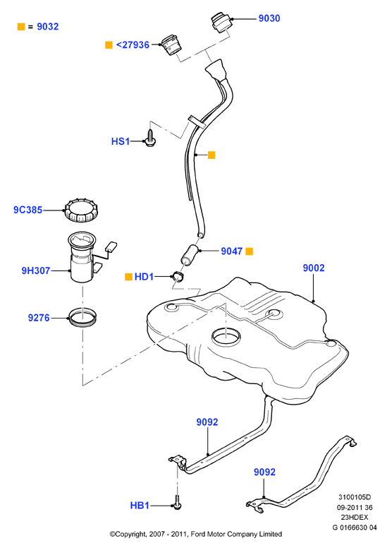 Топл. бак и сопутствующие эле., 2.3L I4 16v DOHC EFI
