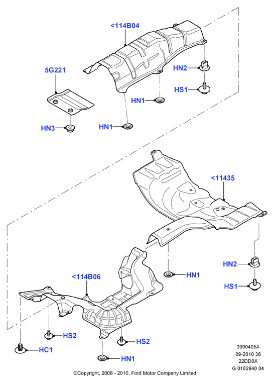Теплозащитные экраны сист.выпуска, 2.2L Duratorq Engine