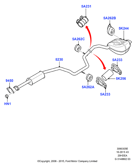 Система выпуска, 2.0L Duratec 16V