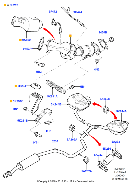 Система выпуска, 2.0L IVCT Turbo