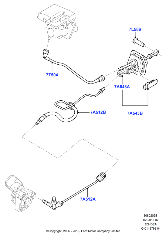 Главный и рабочий цилиндры сцеплен., 2.0L Duratec 16V