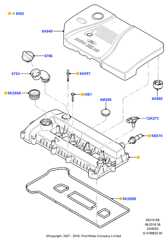 Крышка головки цилиндров, 2.3L I4 16v DOHC EFI