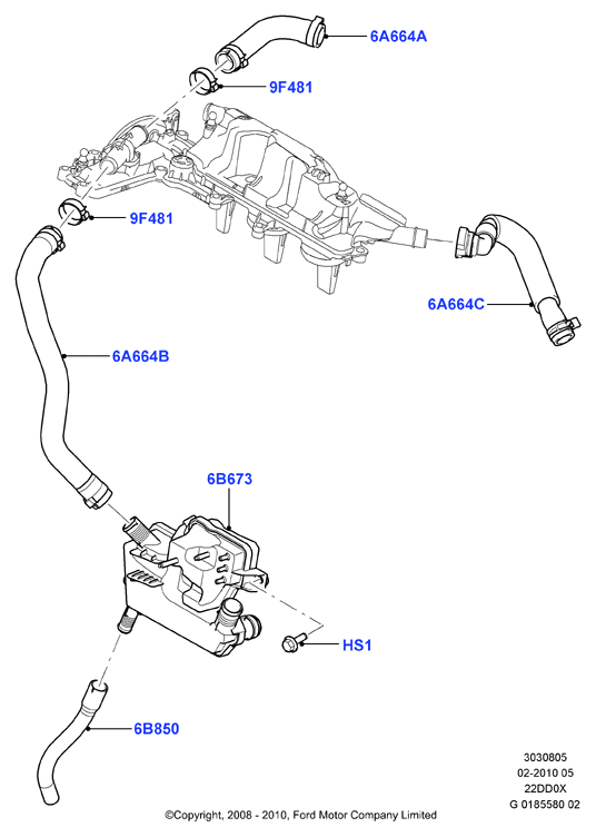 Сист.пониж.токс.выхл.-картер, 2.2L Duratorq Engine