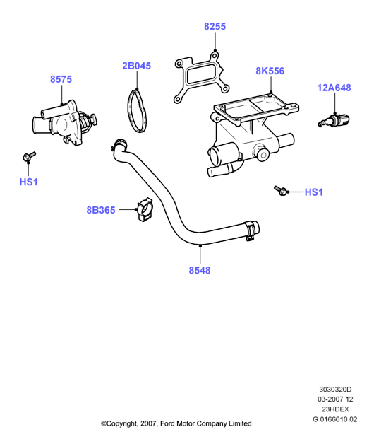 Термостат/корпус и сопут.эл-ты, 2.3L I4 16v DOHC EFI