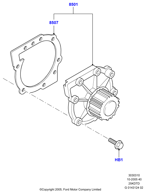 Насос охлаждающей жидкости, 2.5L Duratec VCT Turbo