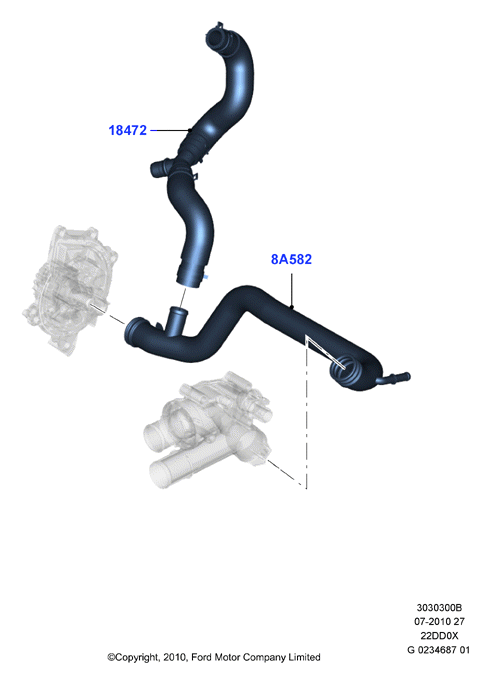 Водяной коллектор и шланги, 2.2L Duratorq Engine