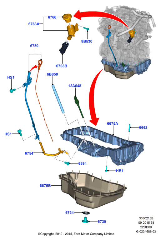 Масл. картер/указат. уровня масла, 2.2L Duratorq Engine