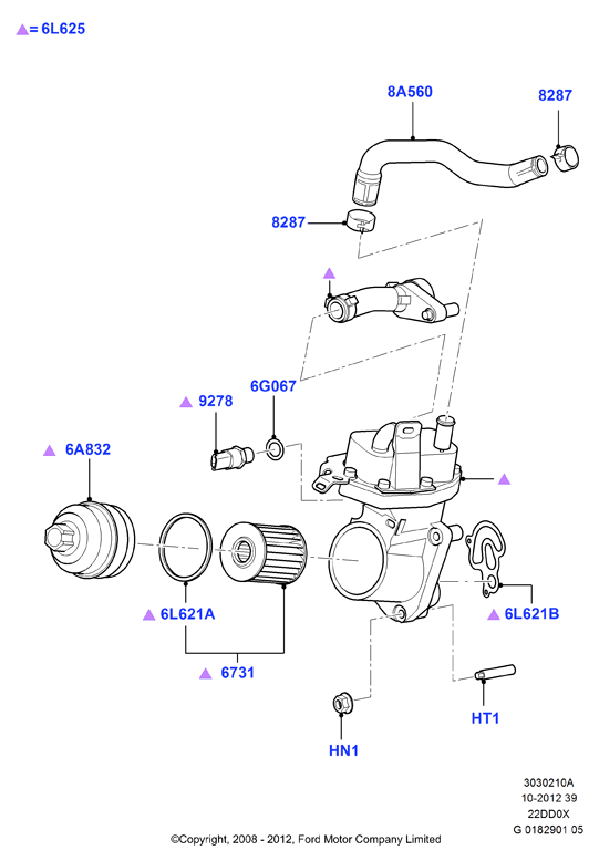 Масляный радиатор и фильтр, 2.2L Duratorq Engine