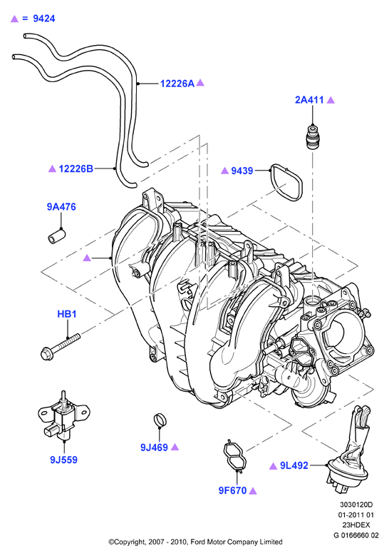 Впускной коллектор, 2.3L I4 16v DOHC EFI