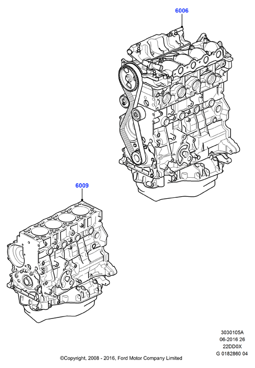 Сервисн.двиг.и неукомпл.блок цил., 2.2L Duratorq Engine