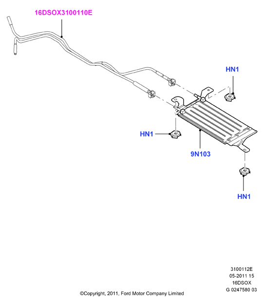 Охладитель топлива в сборе, 1.6 SOHC Diesel