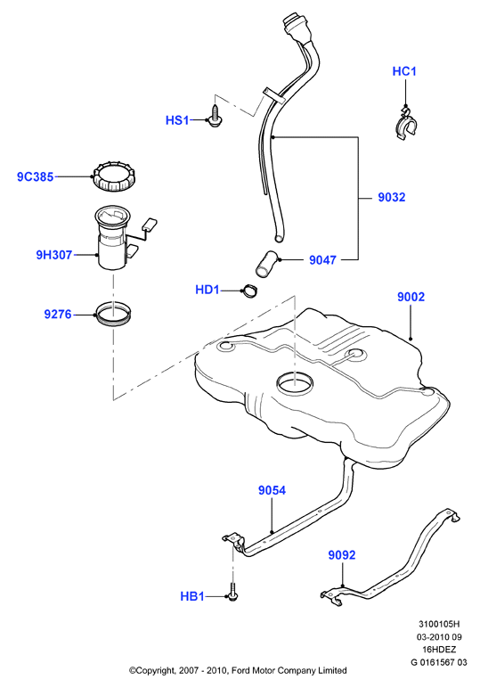 Топл. бак и сопутствующие эле., Zetec 1.6 DOHC EFI
