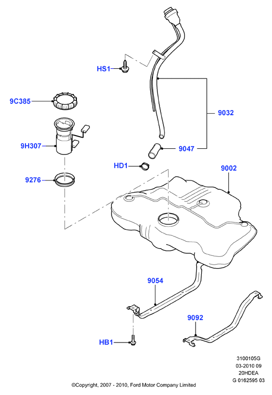 Топл. бак и сопутствующие эле., 2.0L Duratec 16V
