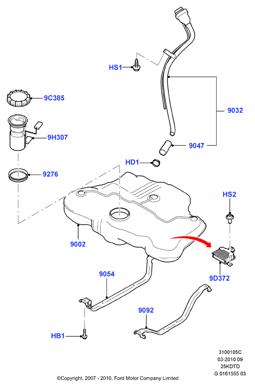 Топл. бак и сопутствующие эле., 2.5L Duratec VCT Turbo