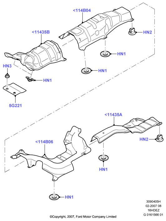 Теплозащитные экраны сист.выпуска, Zetec 1.6 DOHC EFI