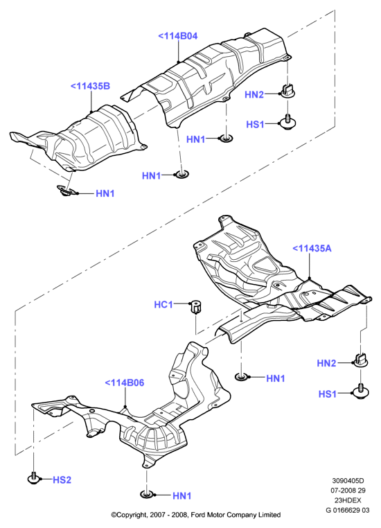 Теплозащитные экраны сист.выпуска, 2.3L I4 16v DOHC EFI