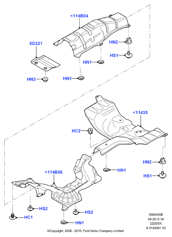 Теплозащитные экраны сист.выпуска, 2.2L Duratorq Engine