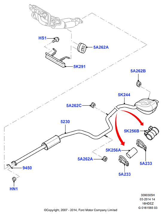 Система выпуска, Zetec 1.6 DOHC EFI