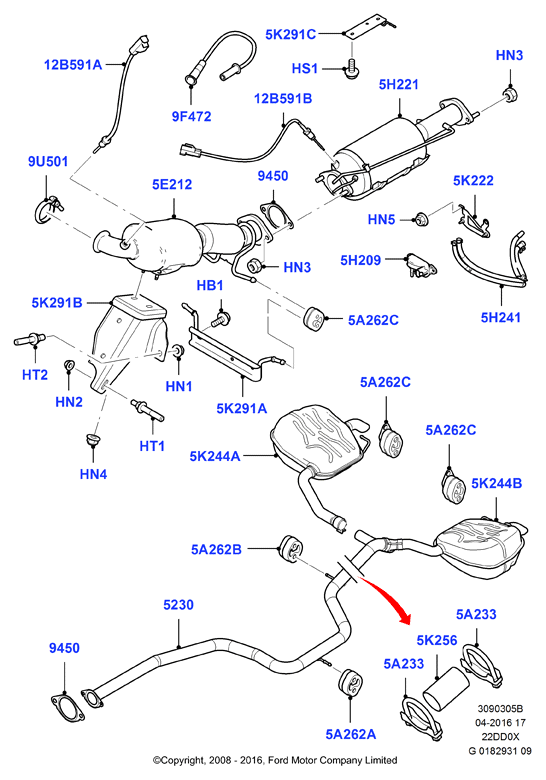 Система выпуска, 2.2L Duratorq Engine