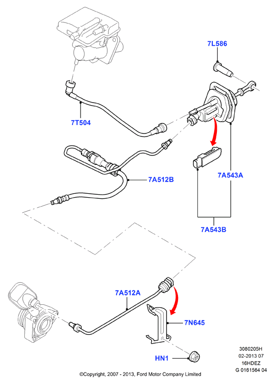 Главный и рабочий цилиндры сцеплен., Zetec 1.6 DOHC EFI