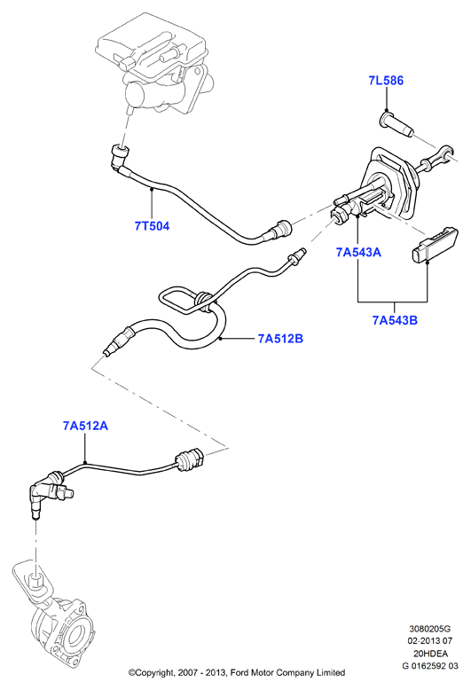 Главный и рабочий цилиндры сцеплен., 2.0L Duratec 16V