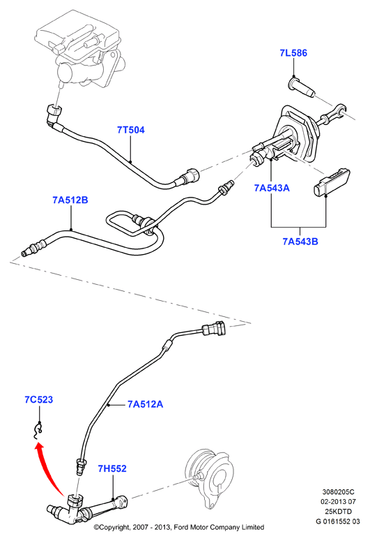 Главный и рабочий цилиндры сцеплен., 2.5L Duratec VCT Turbo