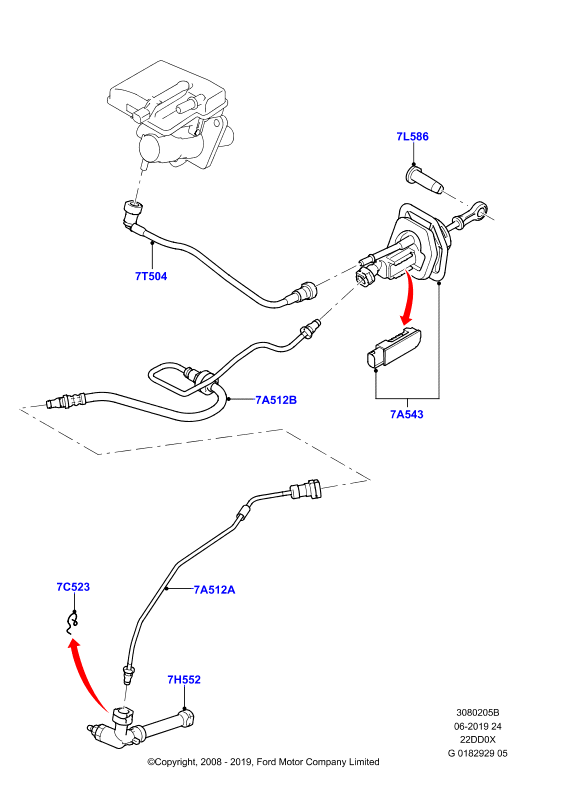 Главный и рабочий цилиндры сцеплен., 2.2L Duratorq Engine