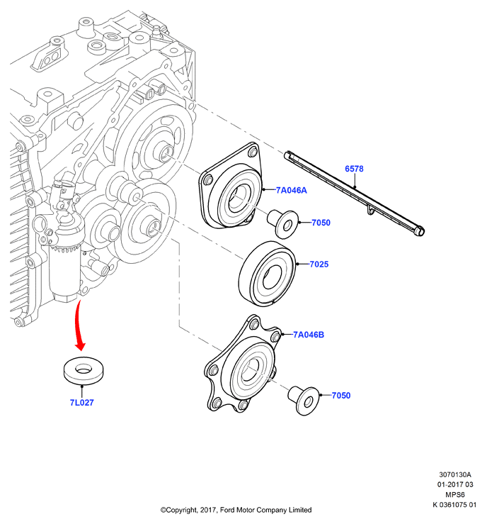 Вторичн.вал, шестерни и подшипники, 6 Speed Trans Powershift