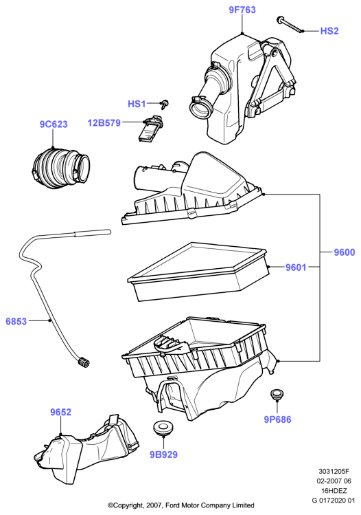 Воздушный фильтр, Zetec 1.6 DOHC EFI