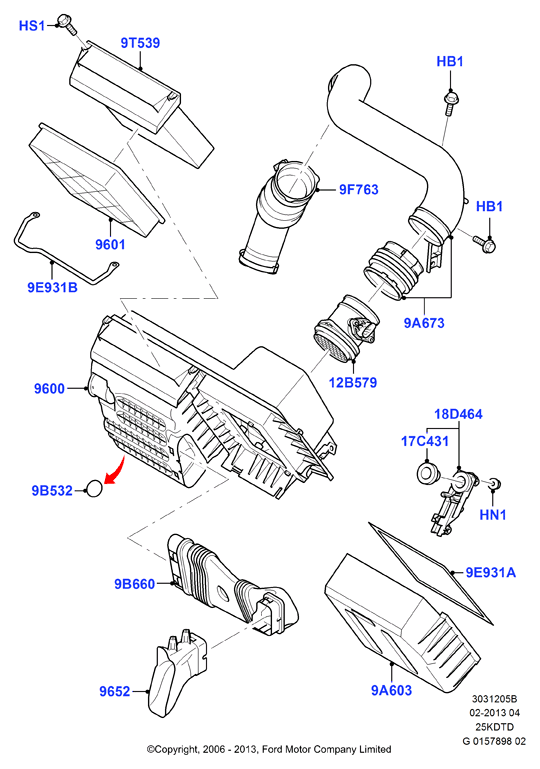 Воздушный фильтр, 2.5L Duratec VCT Turbo