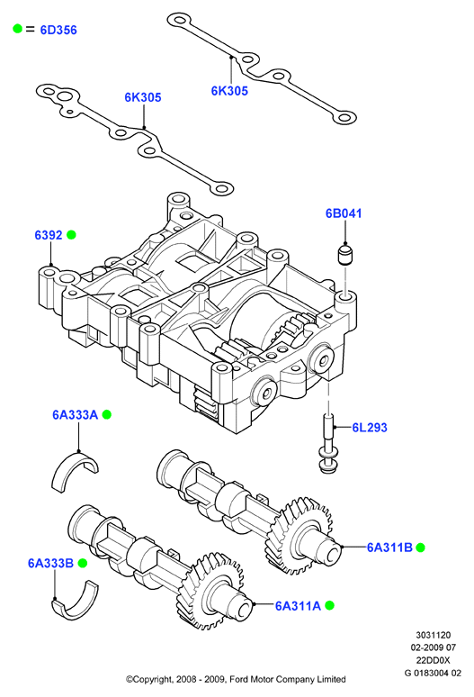 Валы и привод сист.уравновешивания, 2.2L Duratorq Engine