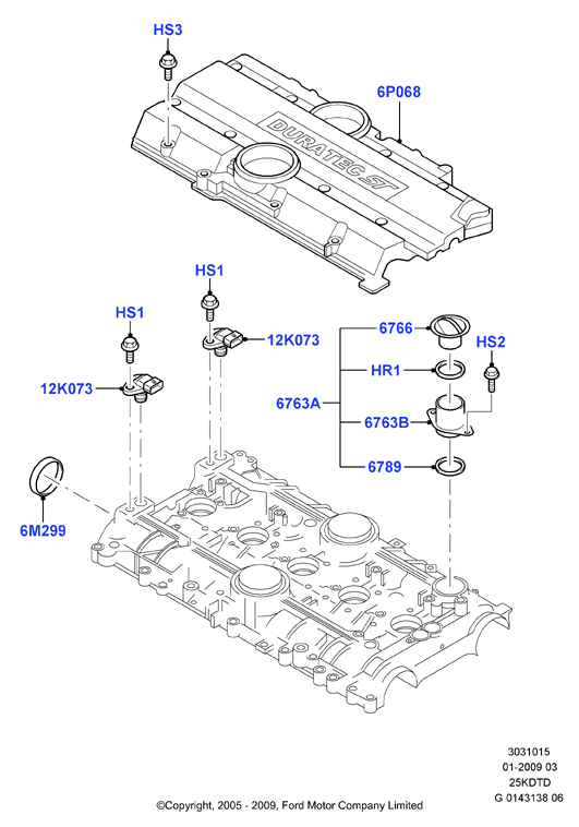 Крышка головки цилиндров, 2.5L Duratec VCT Turbo