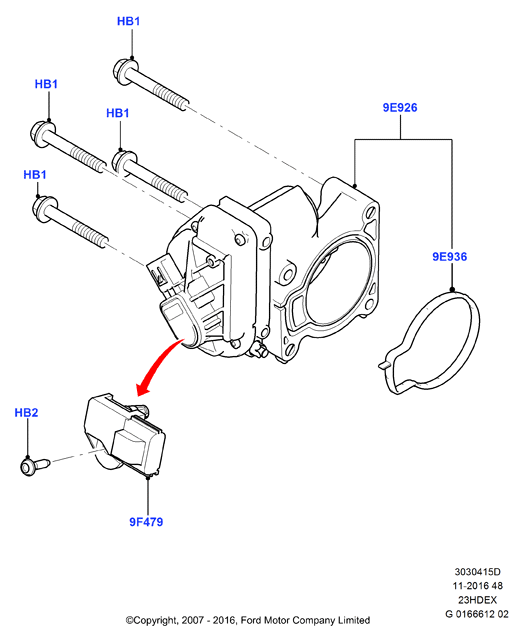 Корпус дроссельной заслонки, 2.3L I4 16v DOHC EFI
