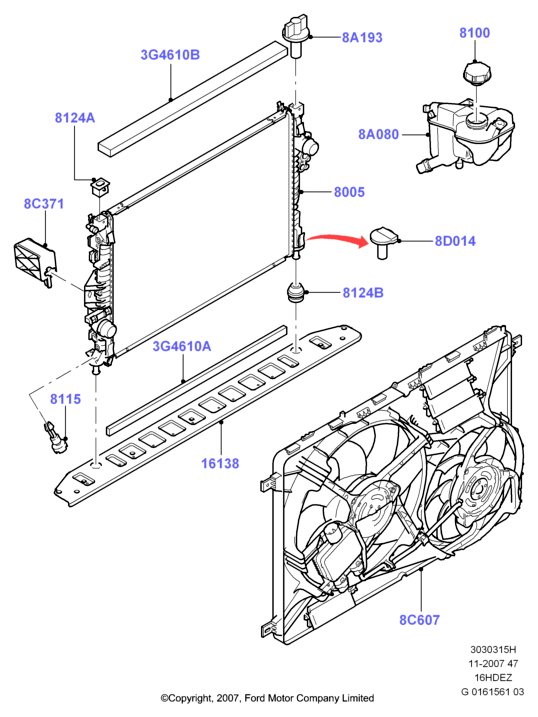 Радиатор/расшр.бачок для охл.жидк., Zetec 1.6 DOHC EFI