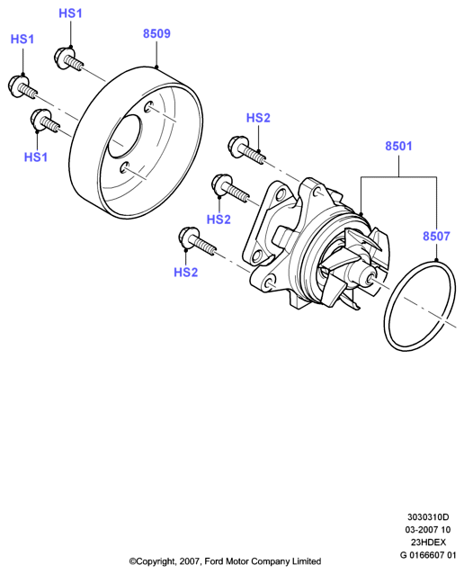 Насос охлаждающей жидкости, 2.3L I4 16v DOHC EFI