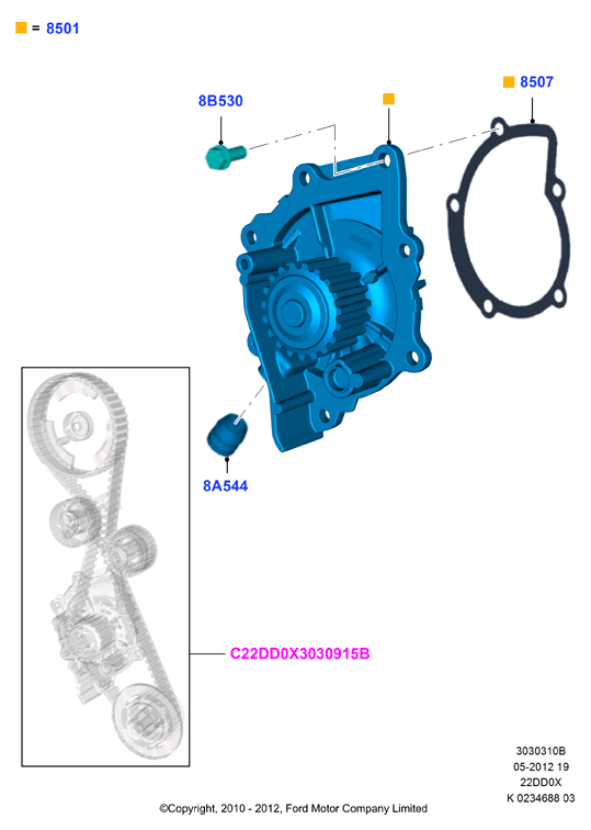 Насос охлаждающей жидкости, 2.2L Duratorq Engine