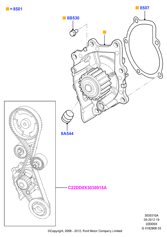 Насос охлаждающей жидкости, 2.2L Duratorq Engine