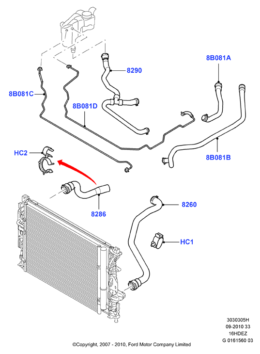 Трубопр.и шланги сист.охлажд., Zetec 1.6 DOHC EFI