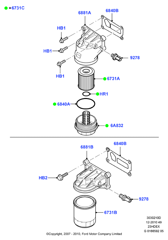 Масляный радиатор и фильтр, 2.3L I4 16v DOHC EFI